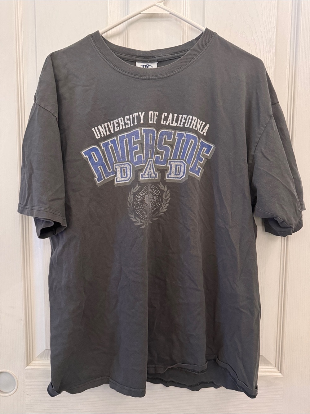 TLC Gray Short-Sleeve Graphic Tee with Blue and White Print